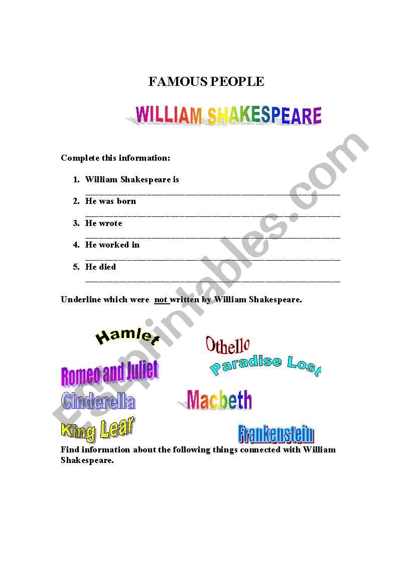 Famous People worksheet