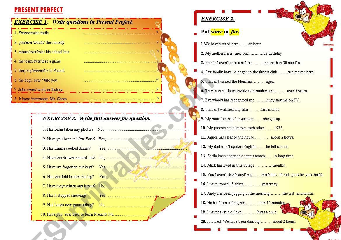 Present Perfect part 2 worksheet