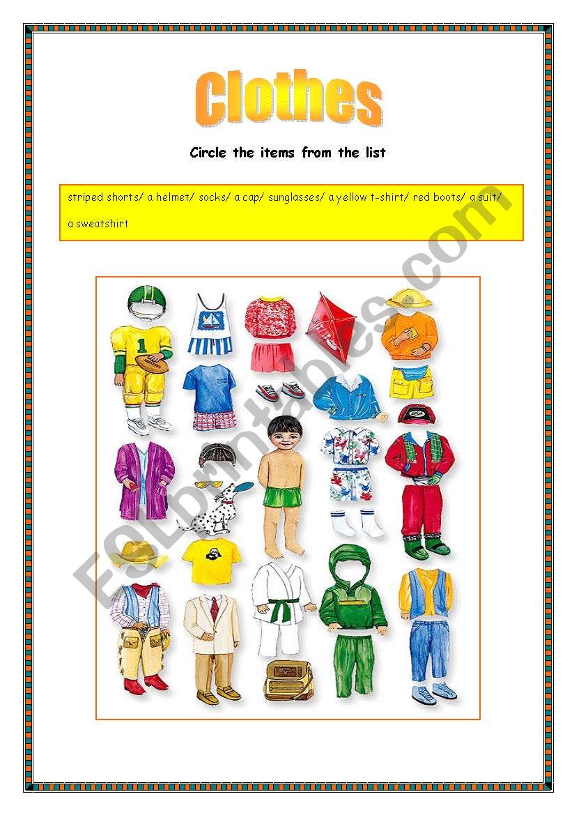 Clothes worksheet