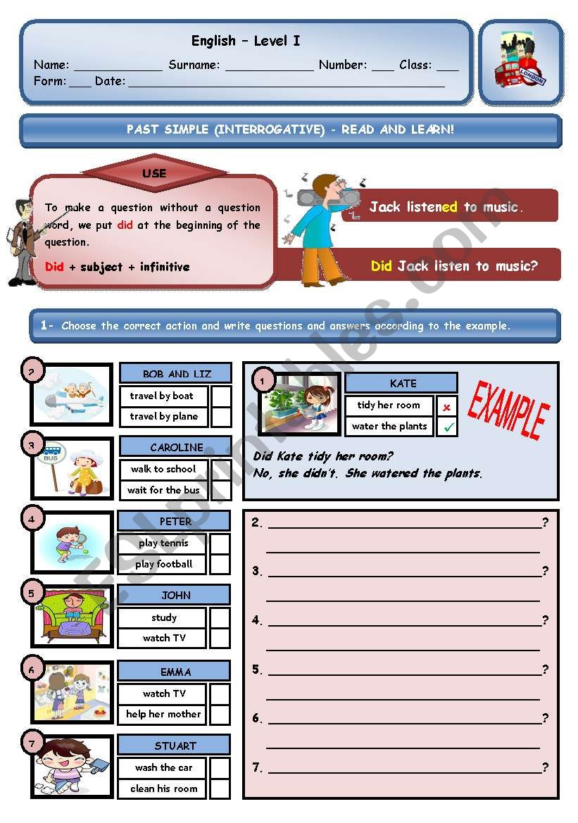 PAST SIMPLE OF REGULAR VERBS (INTERROGATIVE)