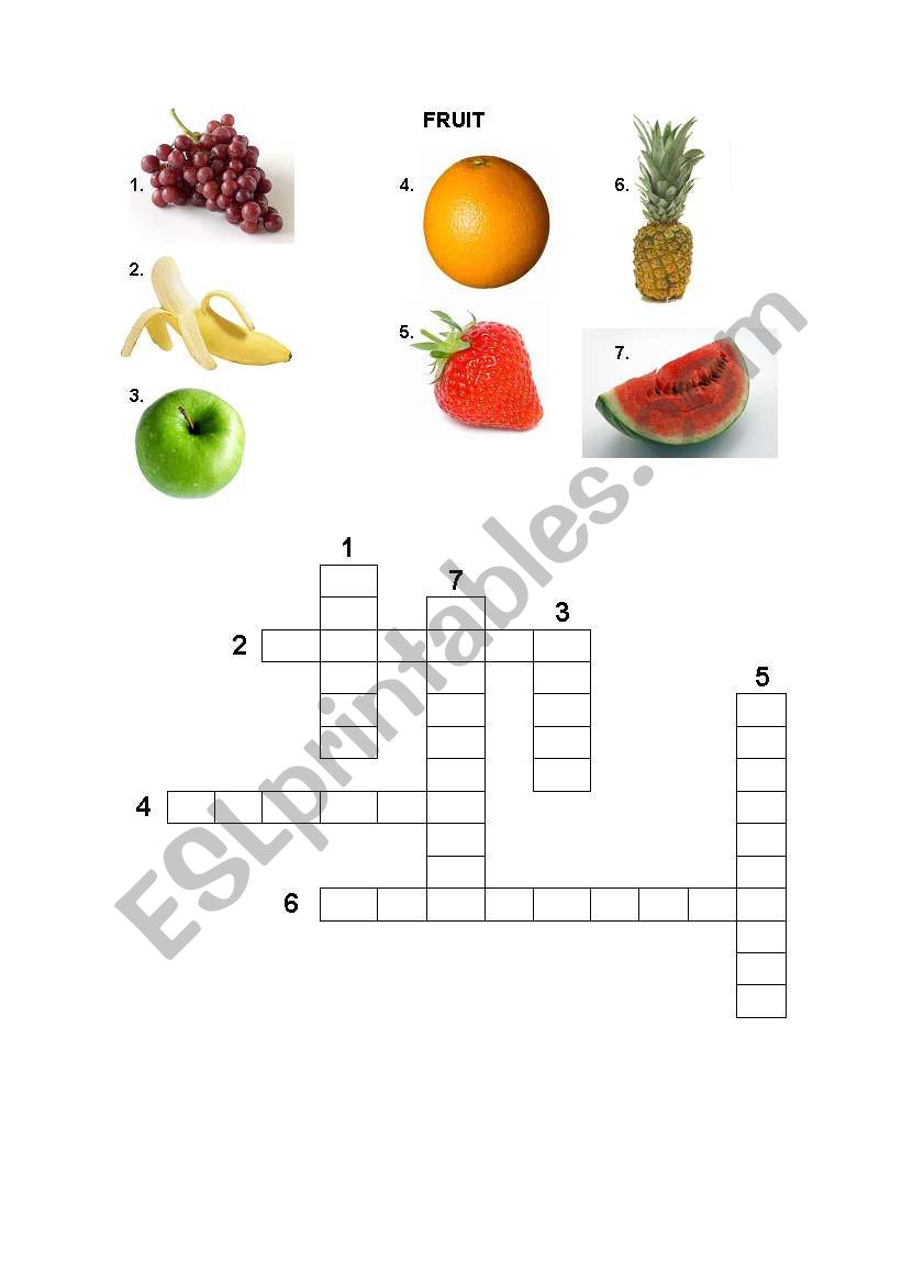 Fruit Crossword worksheet
