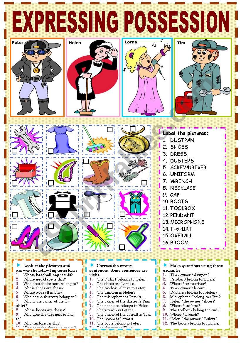 EXPRESSING POSSESSION worksheet