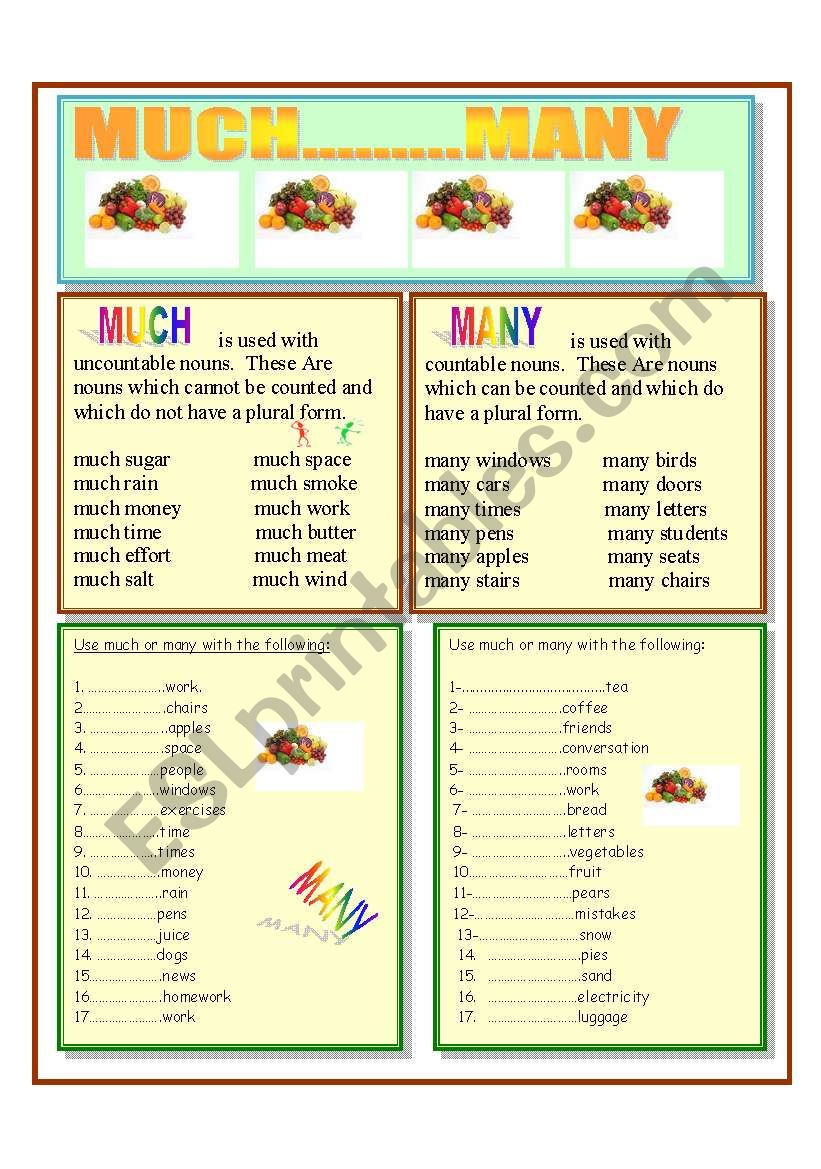 Countable Nouns Worksheet