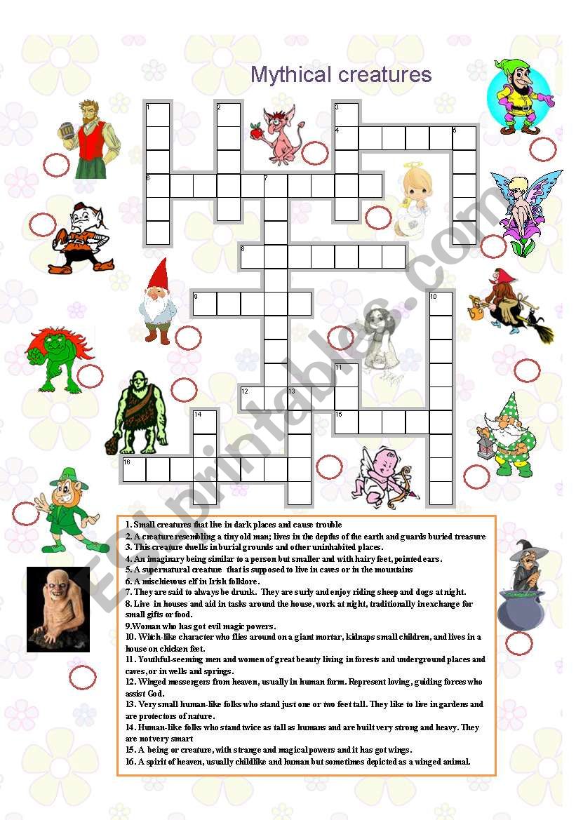 Mythical creatures 2 worksheet
