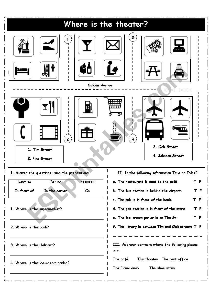 Directions-Prepositions worksheet
