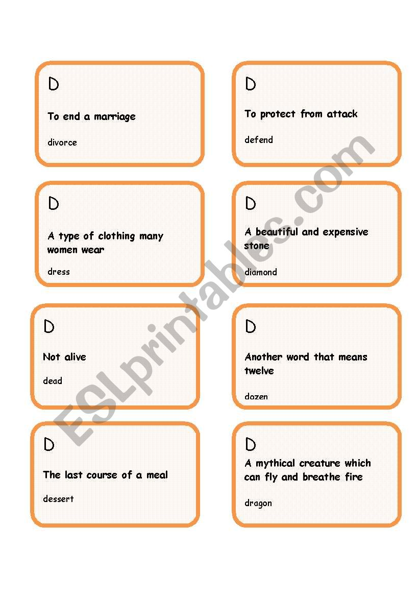 Alphabet game -Letter D worksheet
