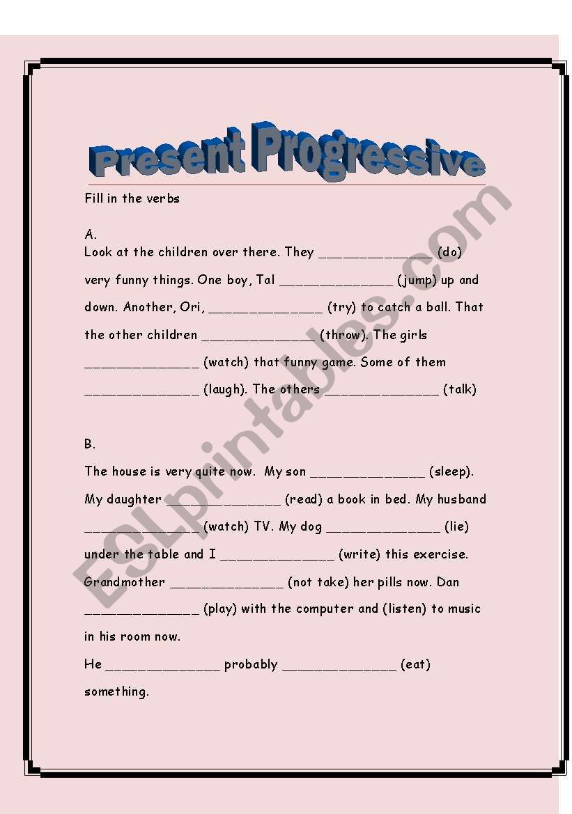 present progressive worksheet