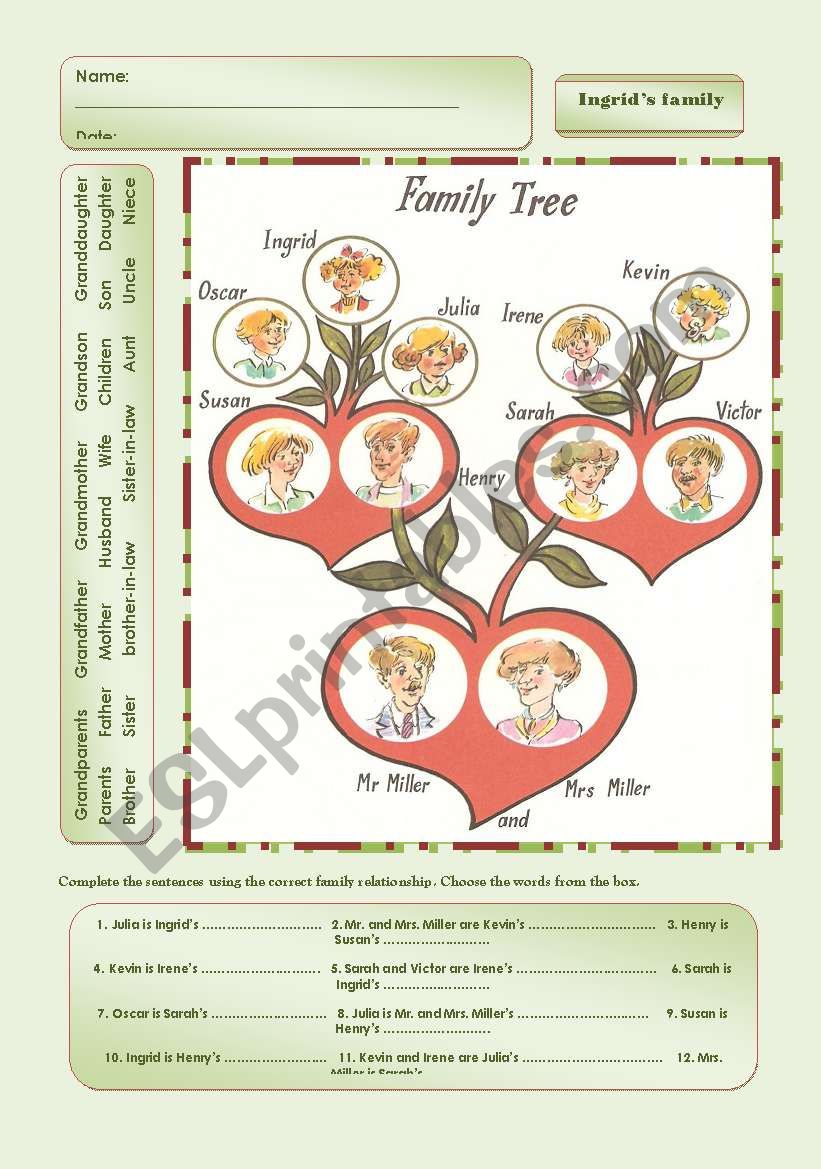 INGRIDS FAMILY worksheet
