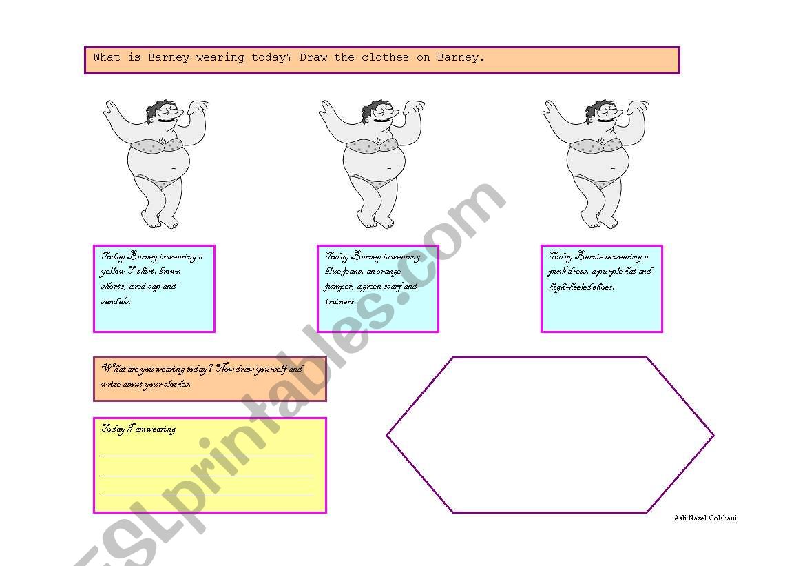 What is Barney wearing today? worksheet
