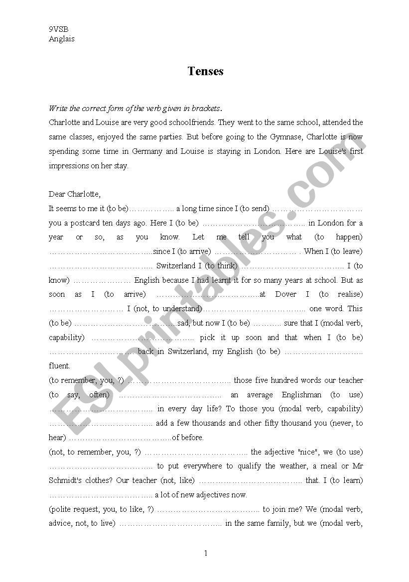 3 mixed tenses exercises worksheet