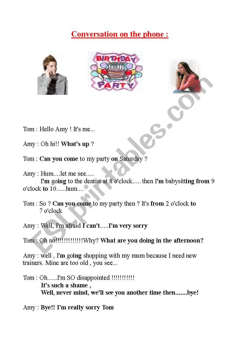 Can you come to my party ? worksheet