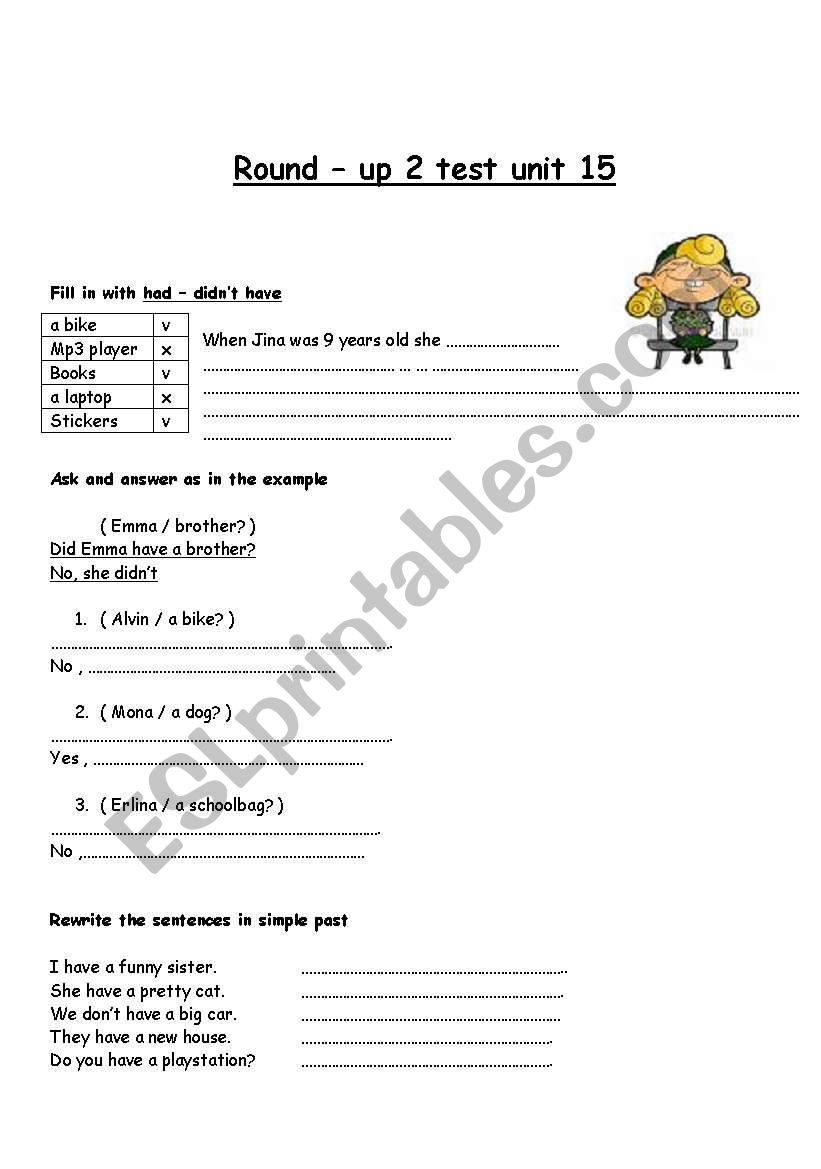 have- had past tense worksheet