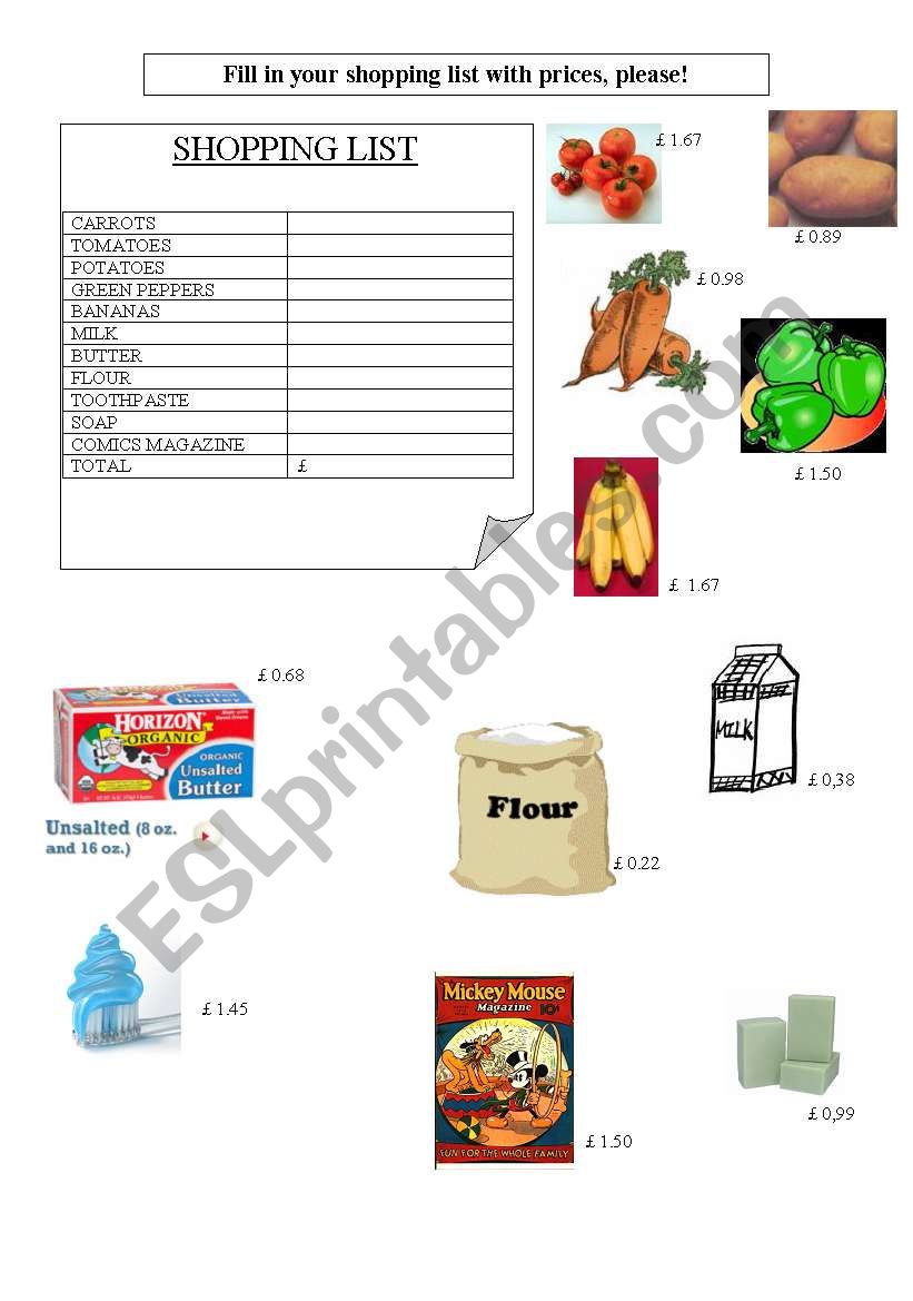 Lets go shopping!  worksheet