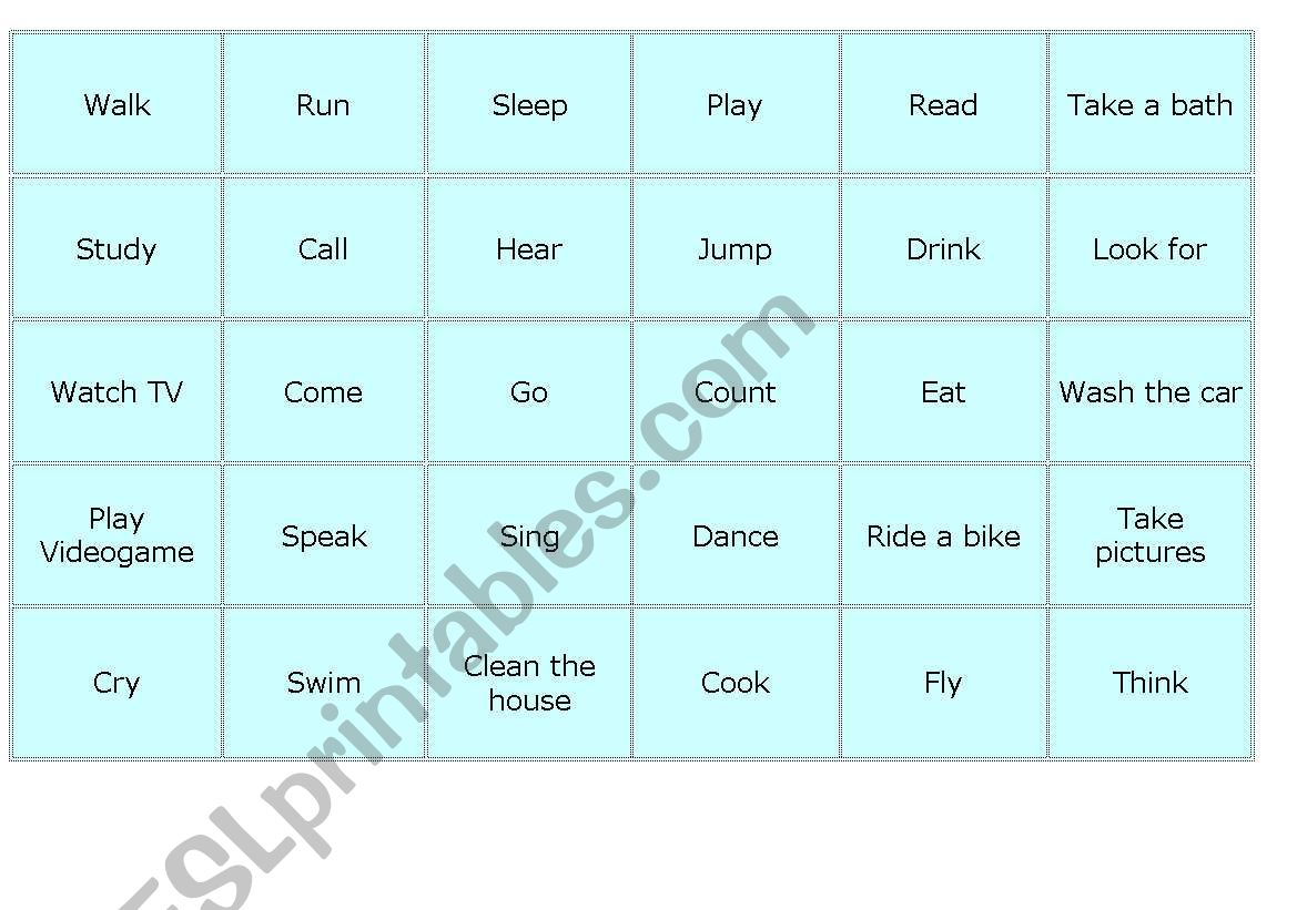 Memory game - simple past worksheet