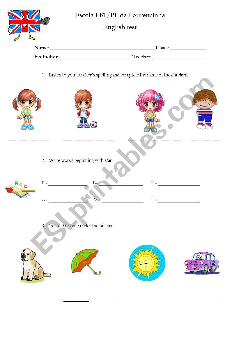 3rd and 4th grade test worksheet