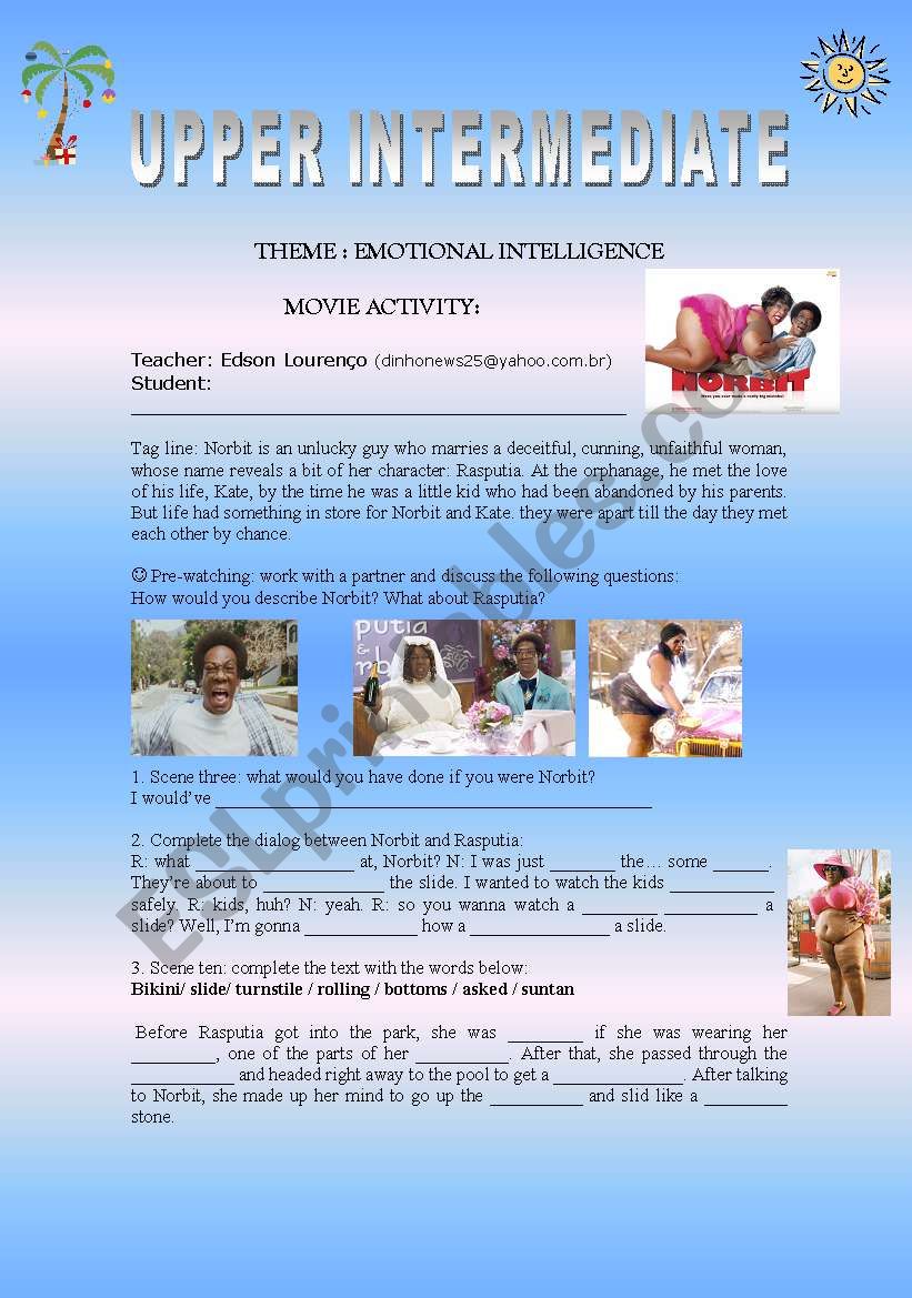 movie activity norbit worksheet