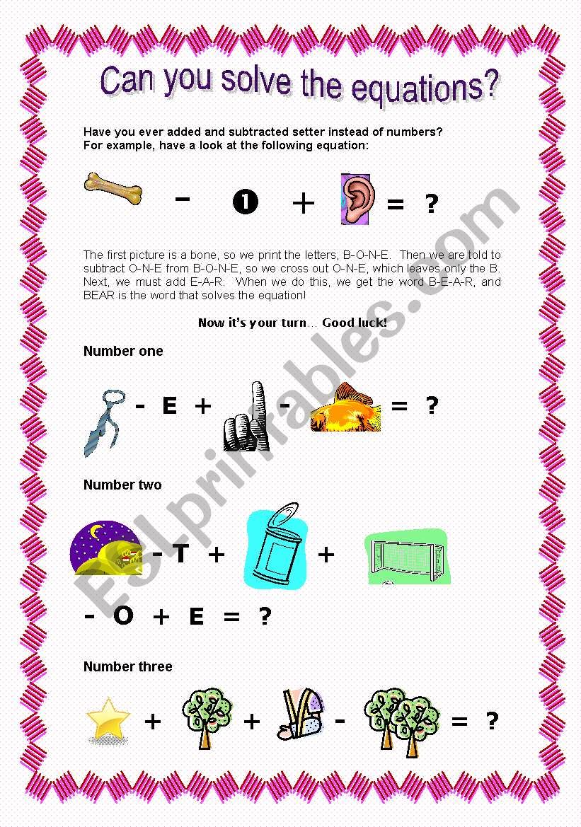 Can you solve the equations? Part 1