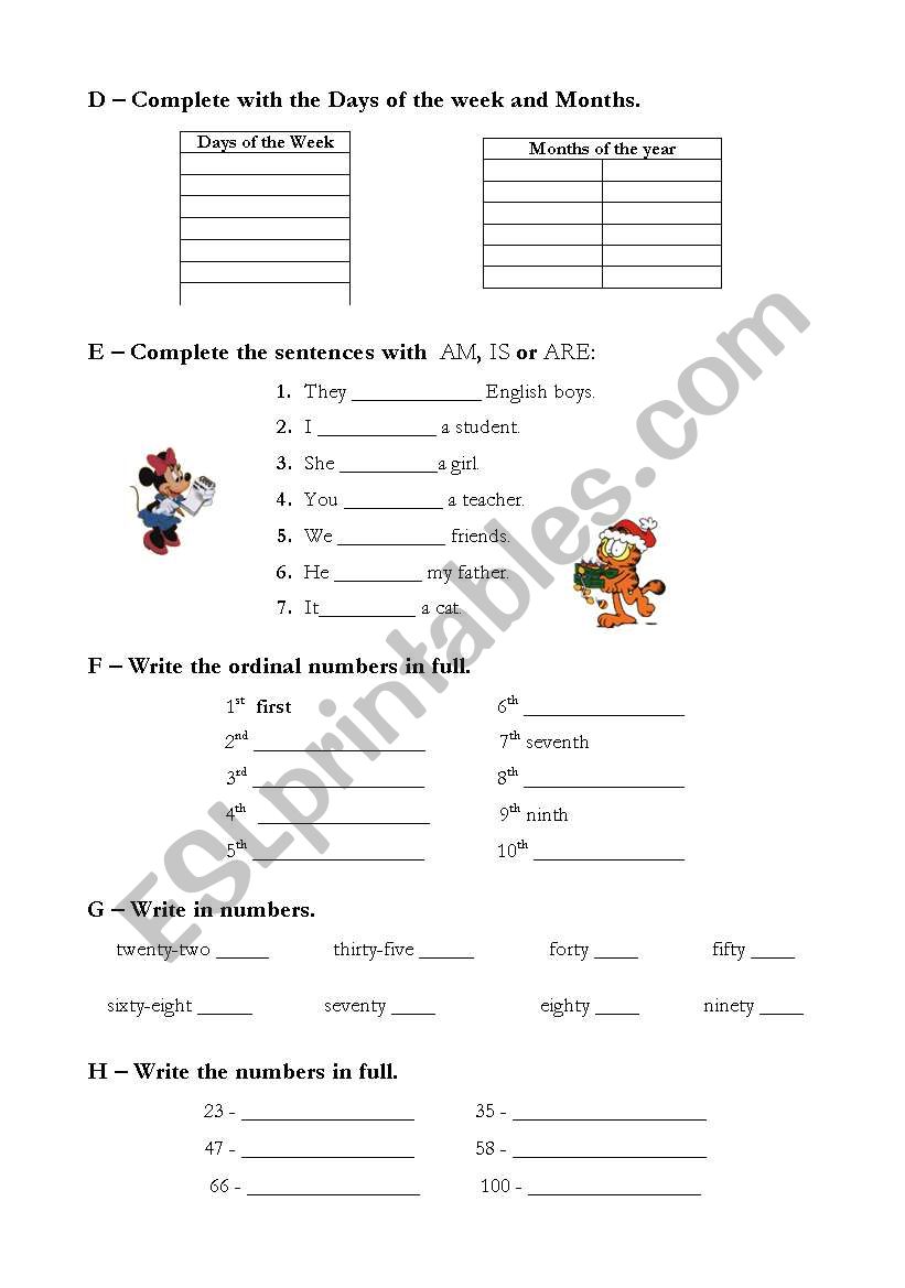 test  5th grade (2of3) worksheet