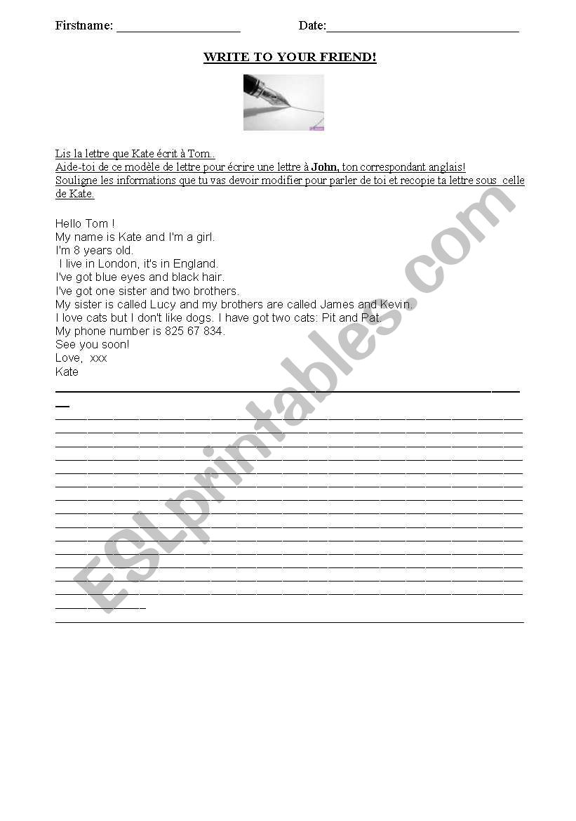 a letter worksheet