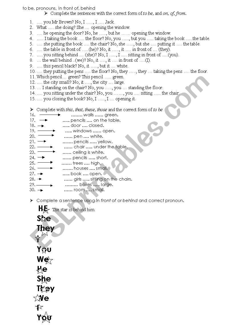 to be and pronouns worksheet