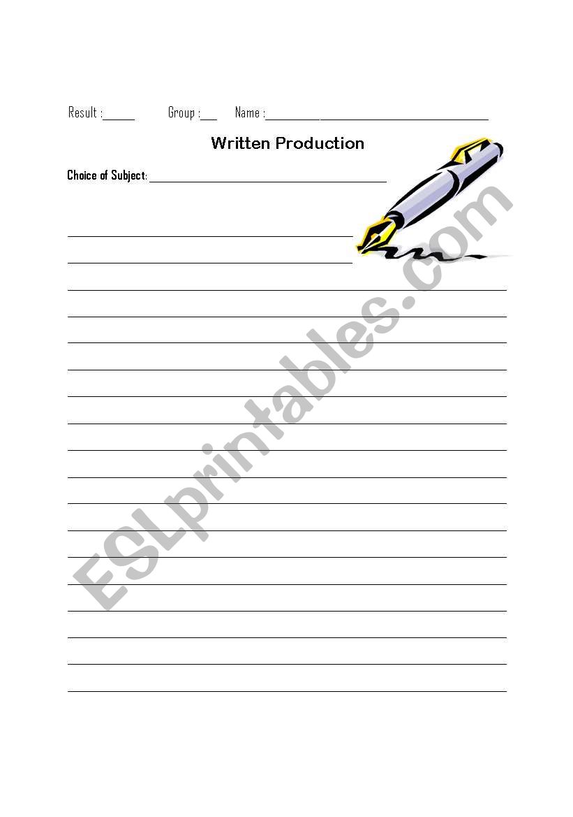 Written production blank worksheet