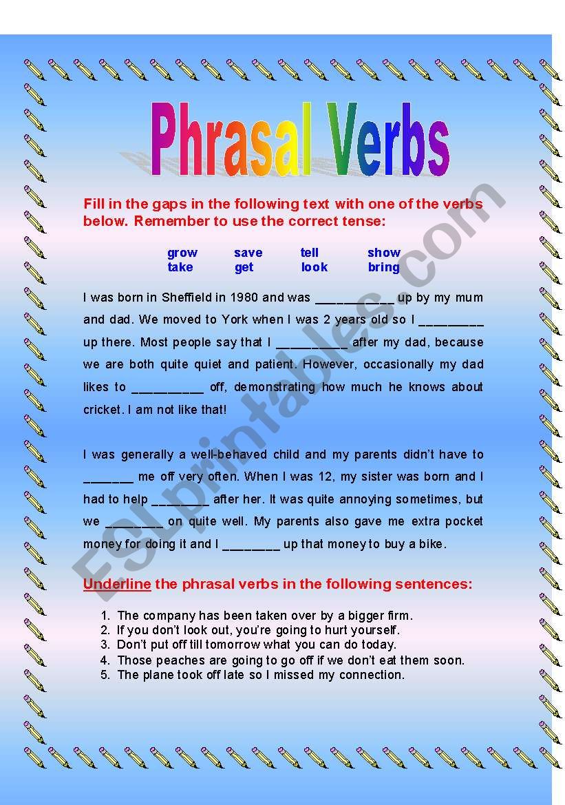 Phrasal Verbs worksheet