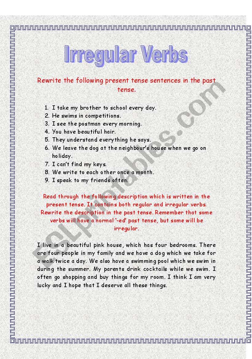 Irregular Verbs worksheet