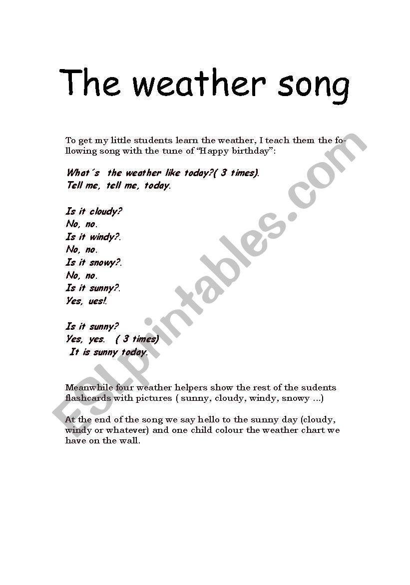 The weather song worksheet