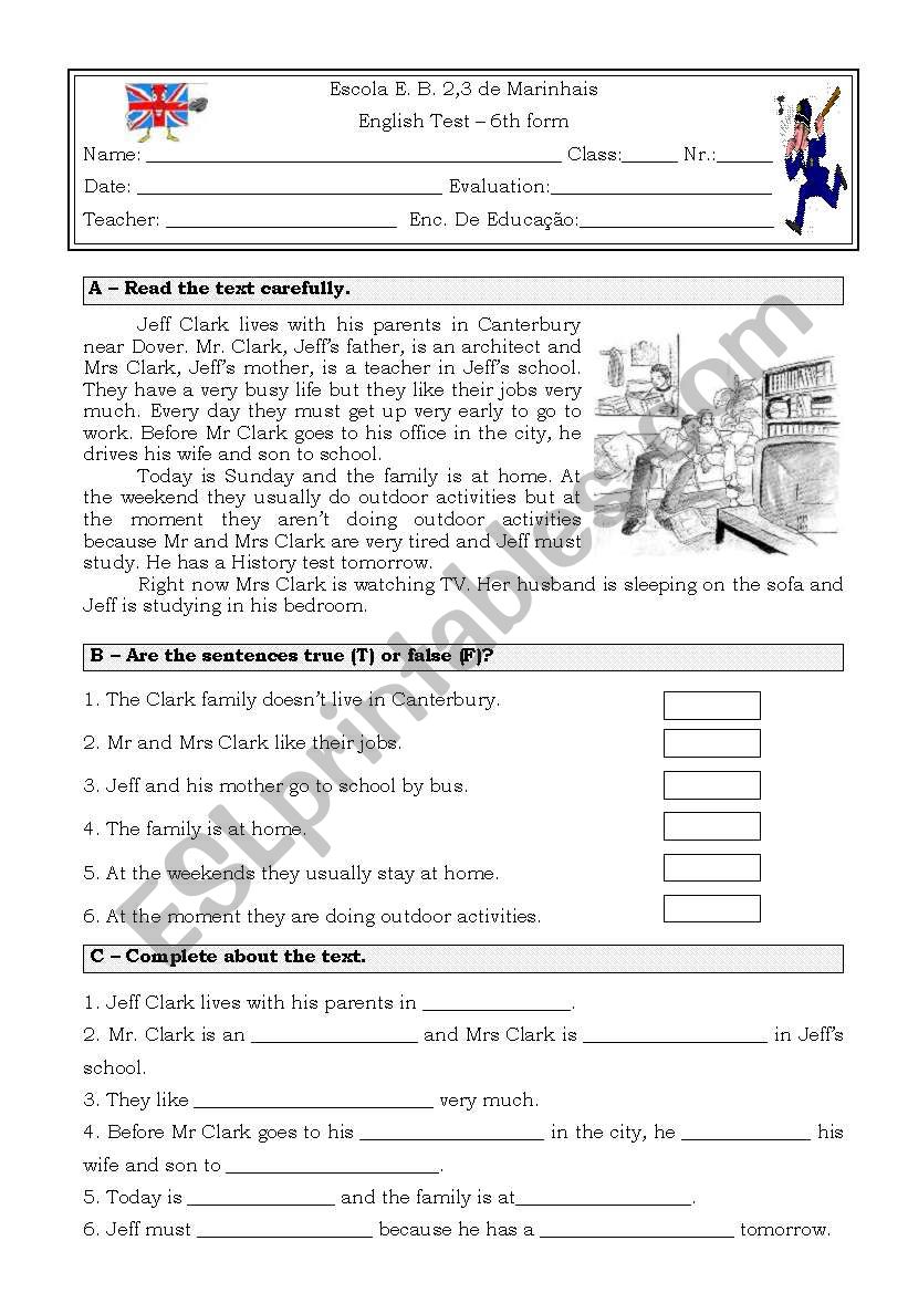 Test 6th grade Present simple/ present Continuous