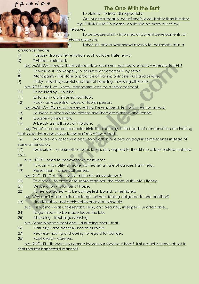 Friends (Season 1) worksheet