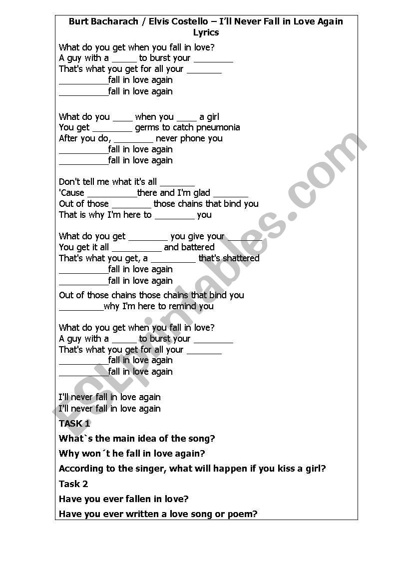 future tense song worksheet