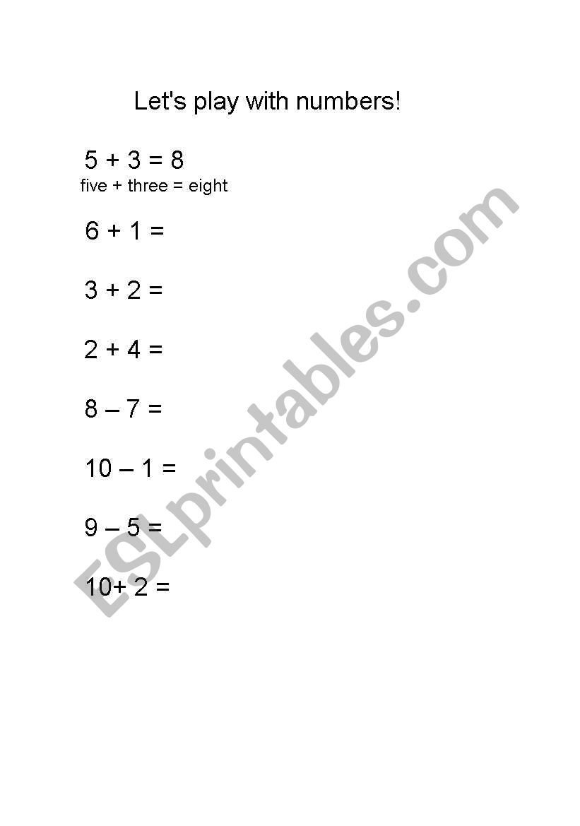 Lets play with numbers! worksheet