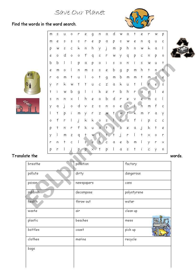 Save Our Planet worksheet