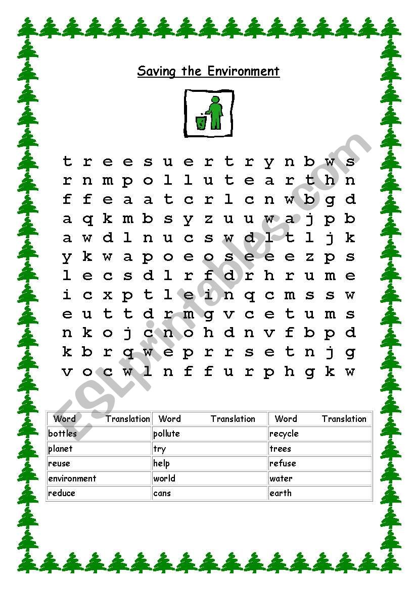 Save the Environment worksheet