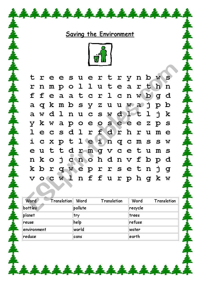 Save the Environment worksheet