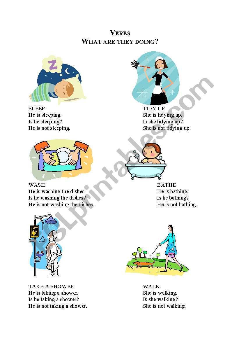 What are they doing? - verbs worksheet