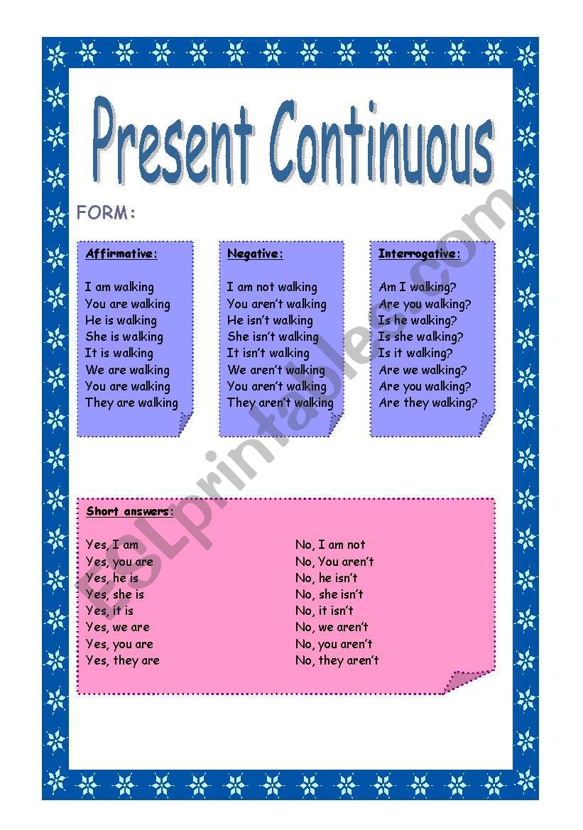 Present Continuous worksheet