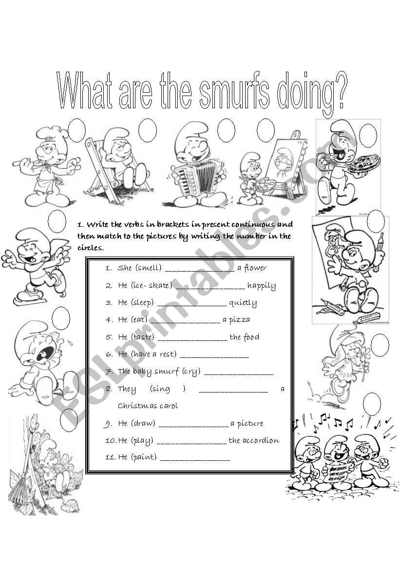 What are the Smurfs doing? worksheet