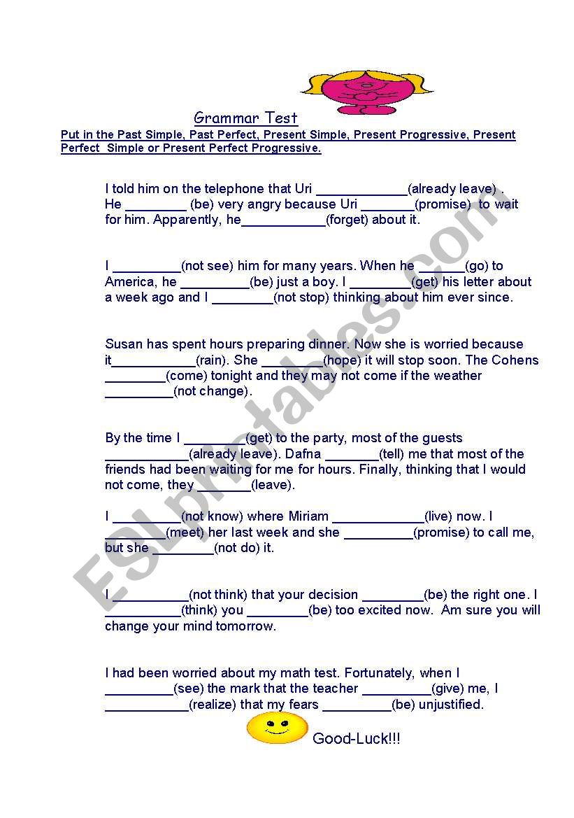 Grammar Test worksheet