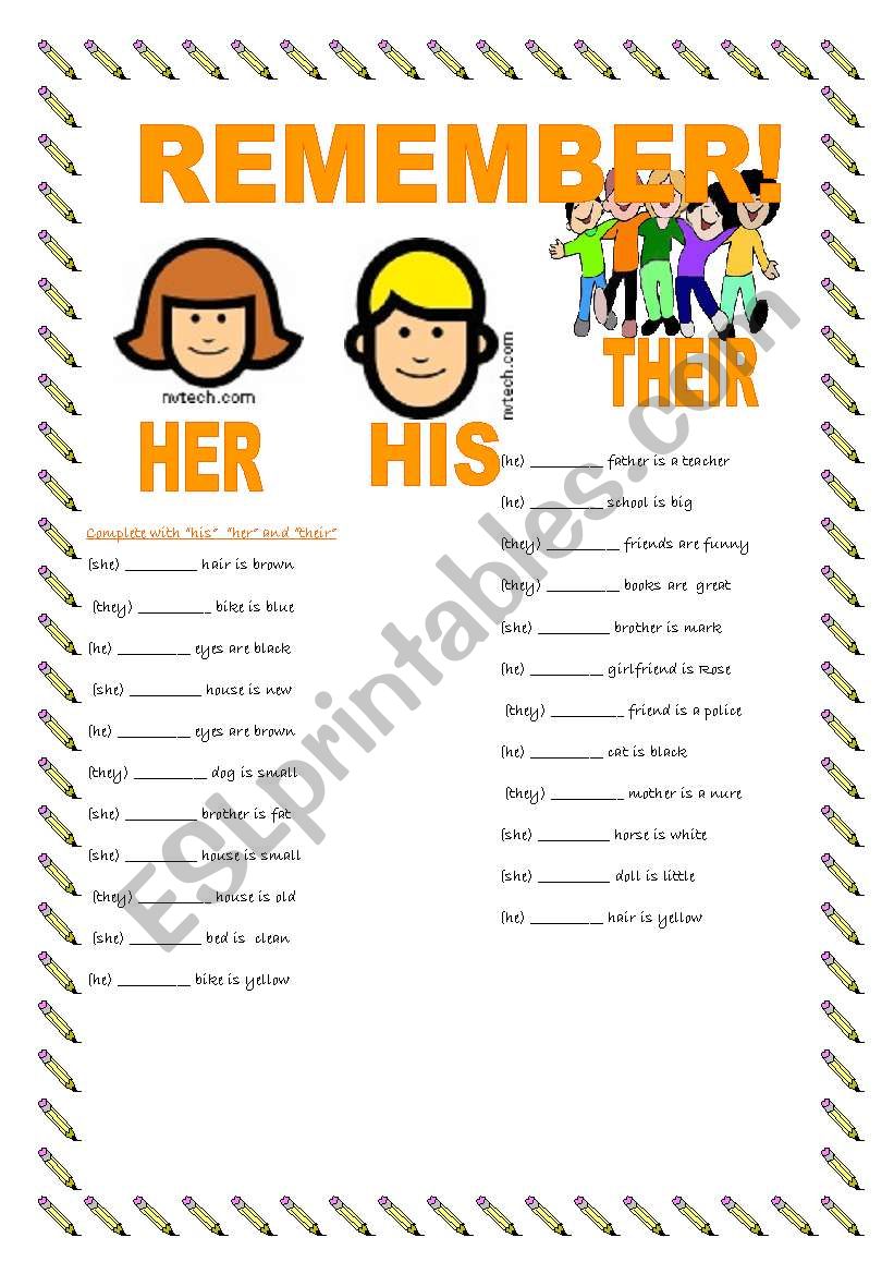 possessives his -  her - their