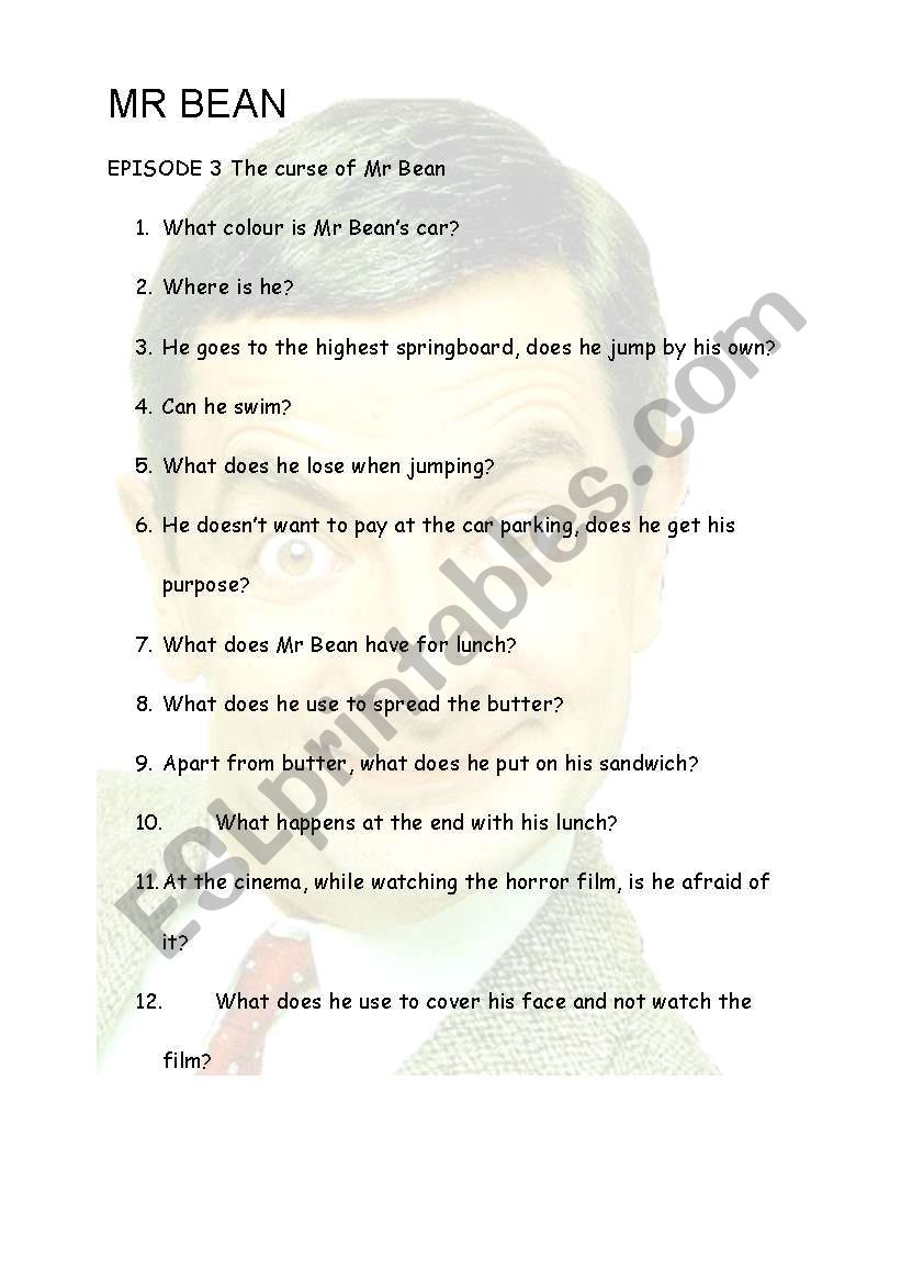 Mr Bean Episode 3 worksheet