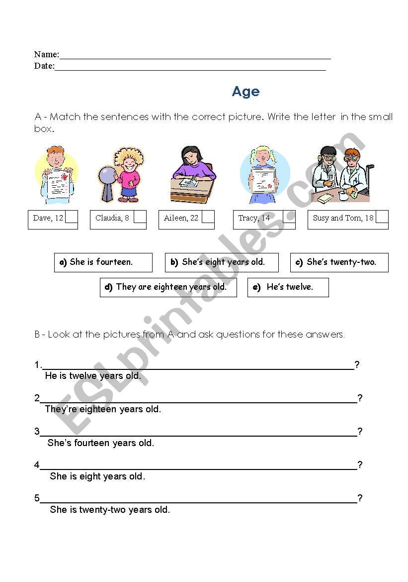 Age worksheet