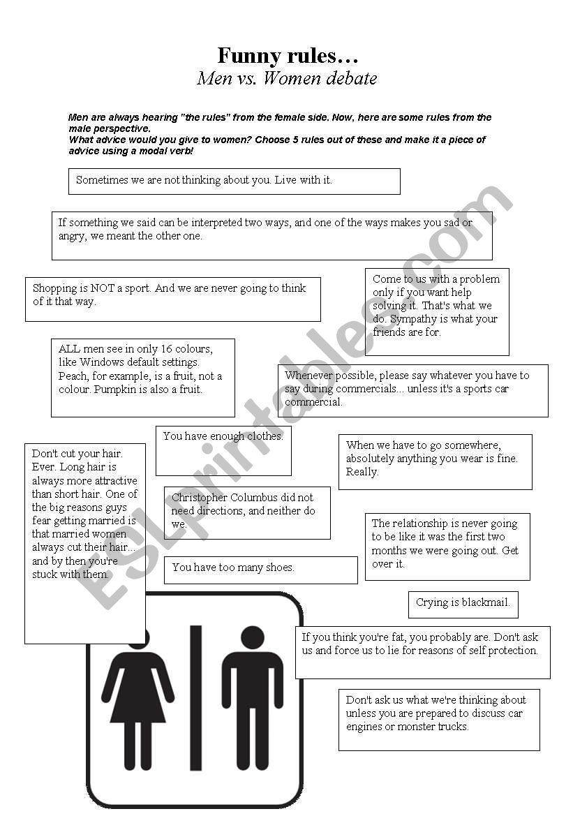 Funny rules men vs women modals verbs