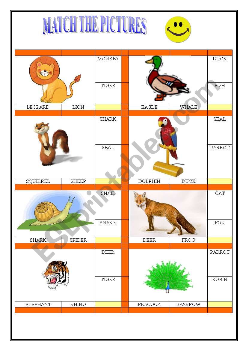 Animals vocabulary worksheet