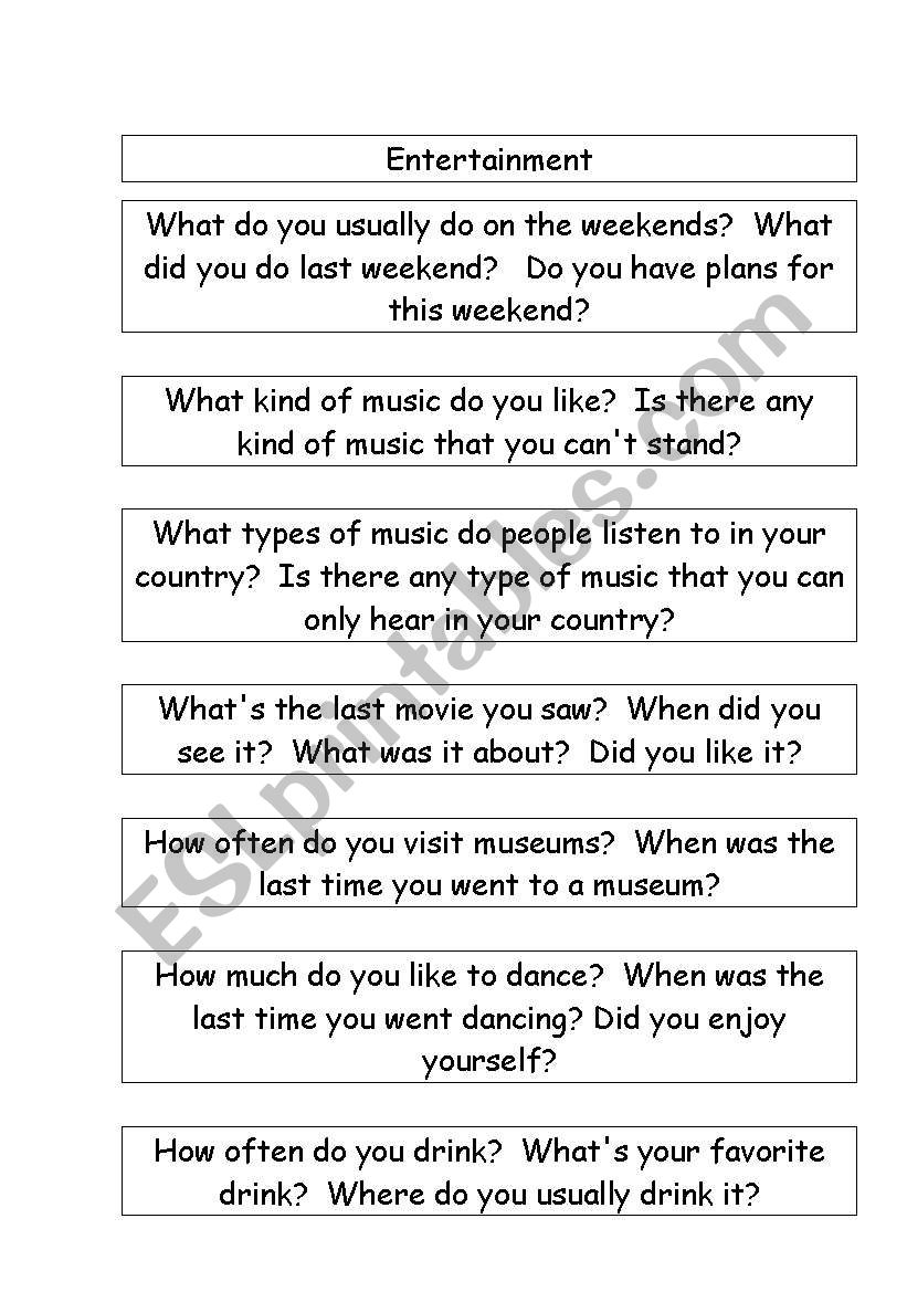 Conversation questions - Several topics