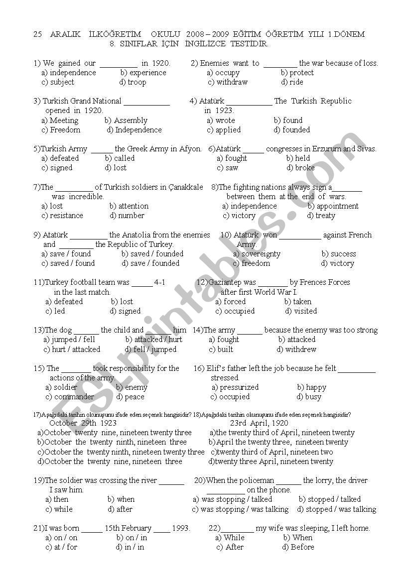 Simple past worksheet