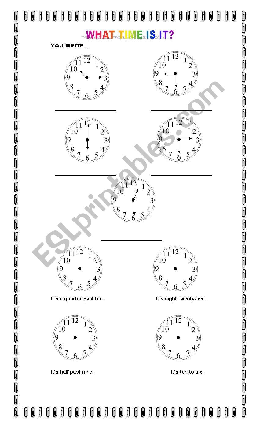 THE TIME worksheet