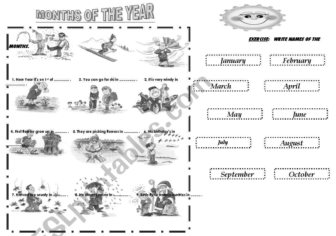 Months of the year  worksheet