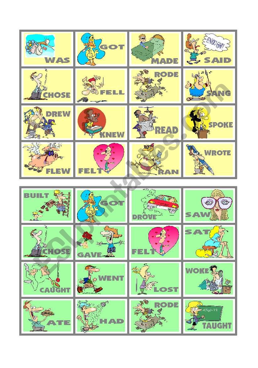 BINGO OF IRREGULAR VERBS (2 OF 9)