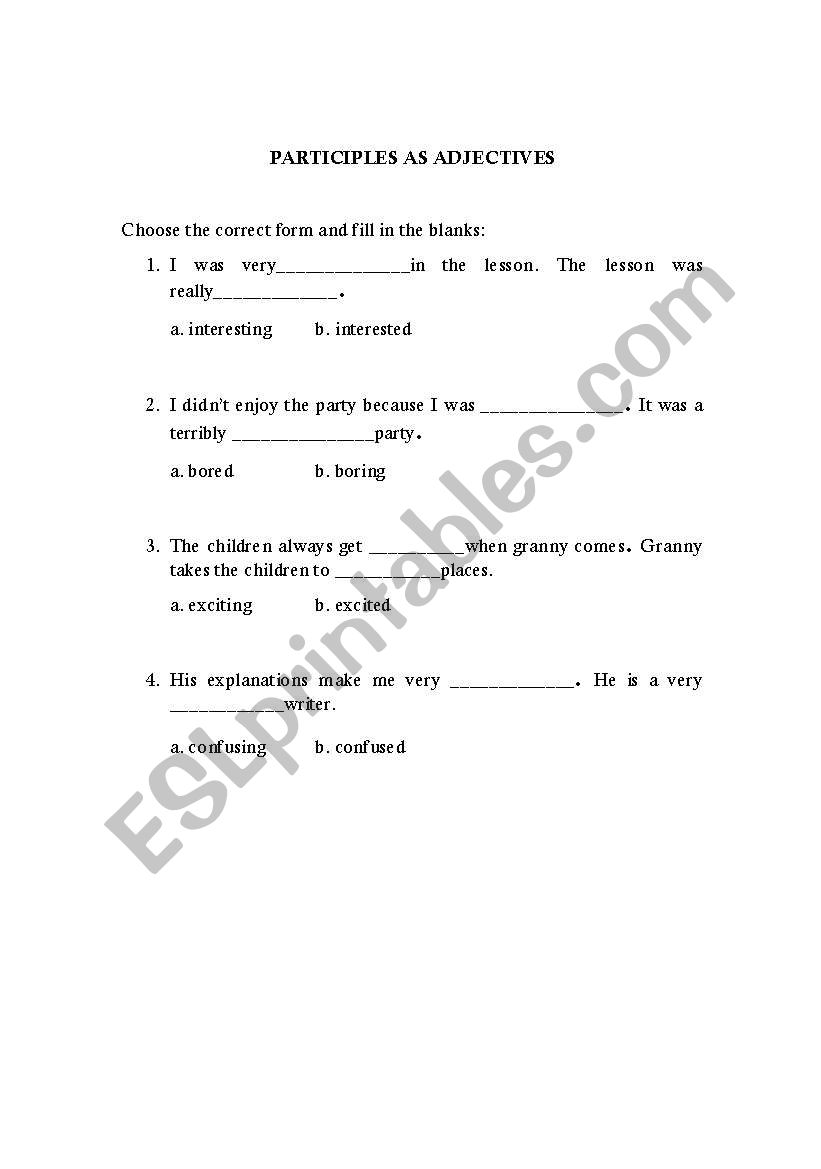 -ED and -ING Participial Adjectives